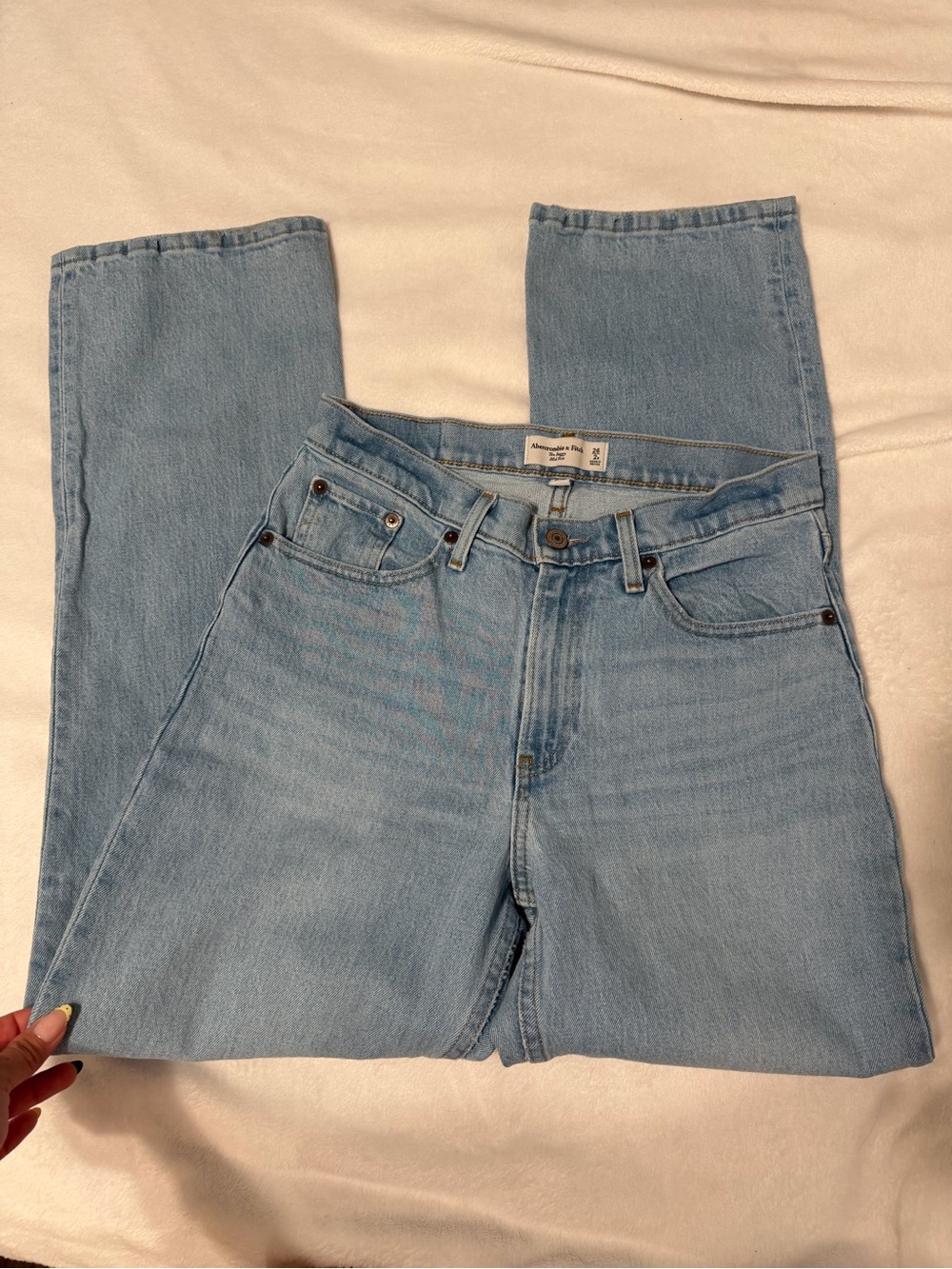 Abercrombie & Fitch Light Blue High-Rise Straight Jeans